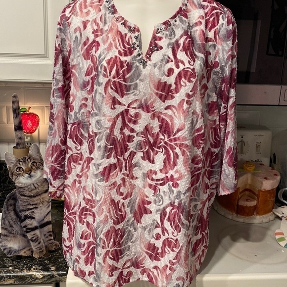 X womens Alfred Dunner casual 3/4 sleeve lined plus size top 18 W - Picture 1 of 4